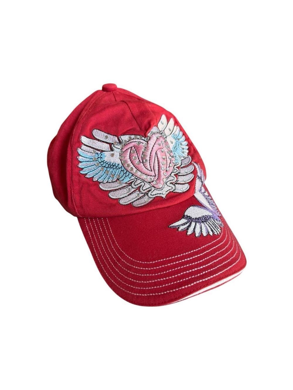 Vintage Y2K Bling Rhinestone Red Cap